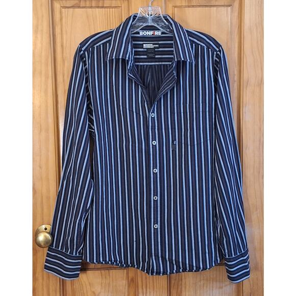 Bonfire Other - Bonfire Snowboarding Company Shirt Men's Large Striped Cotton Twill Sportswear